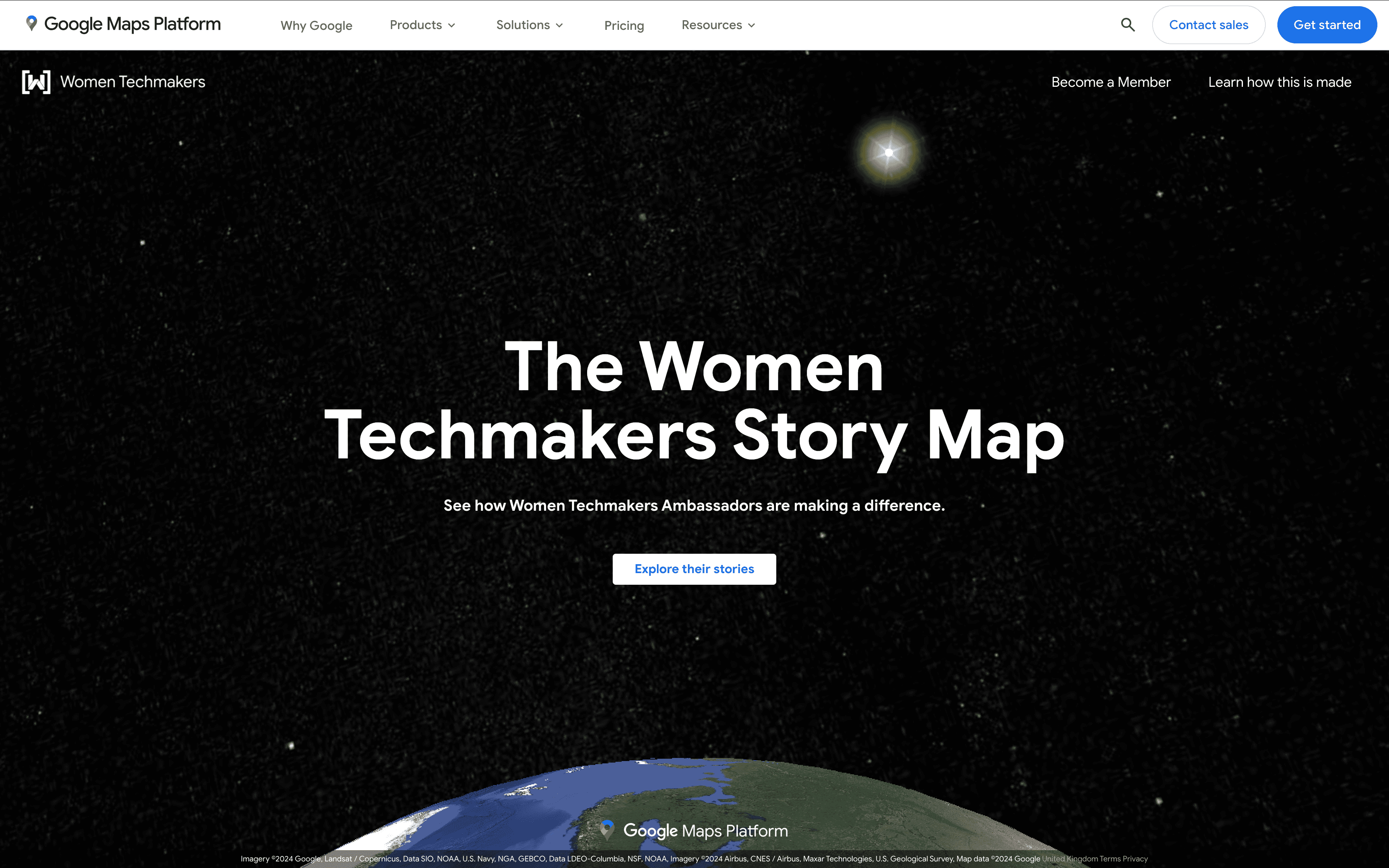 A screen shot of The Women Techmakers Story Map