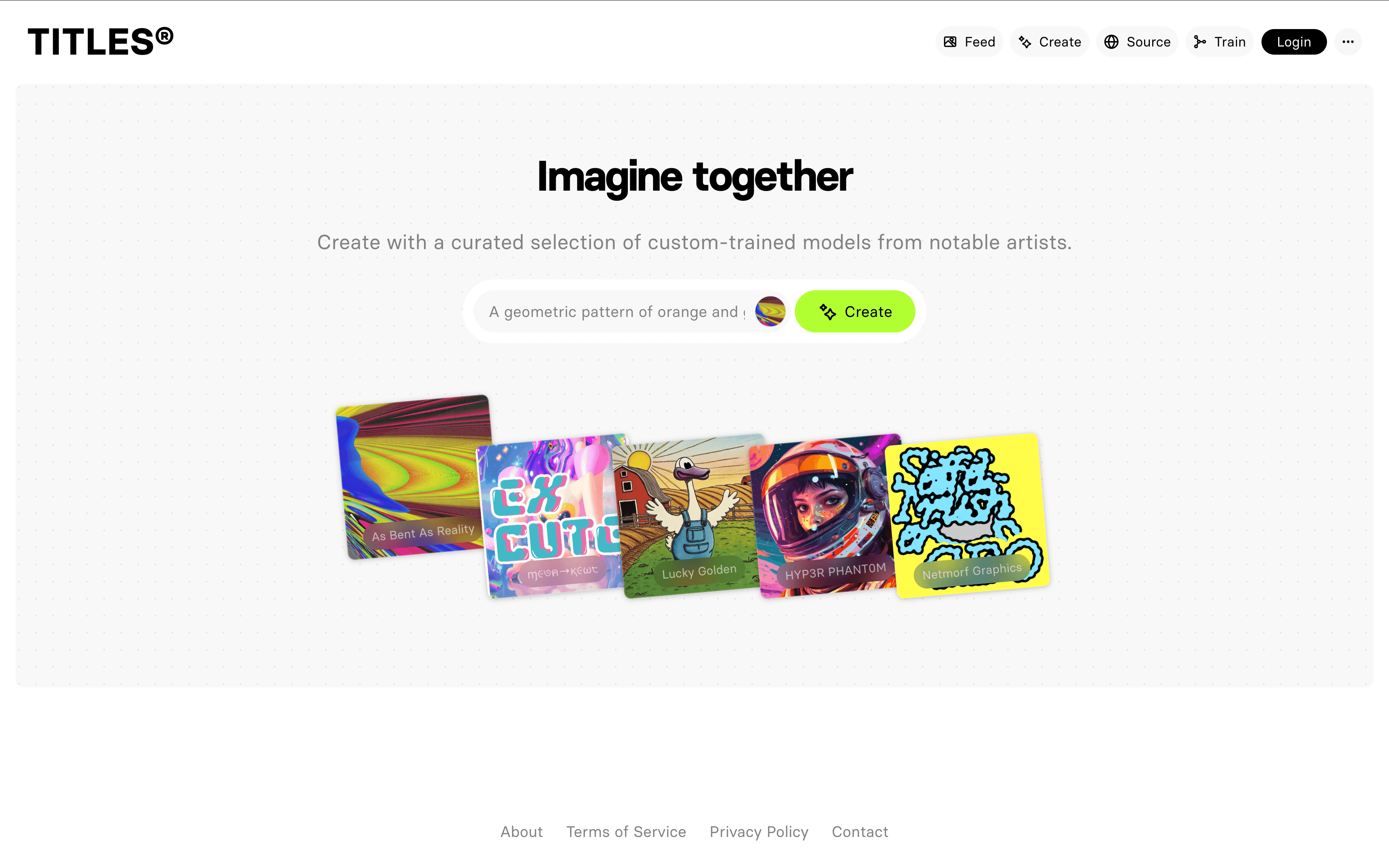 A screen shot of the TITLES home page